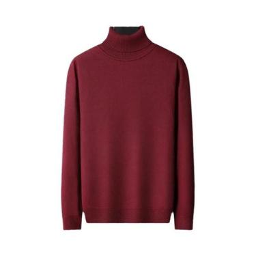 Imagem de Suéter Masculino Slim Fit De Manga Longa Com Gola Alta Casual Streetwe