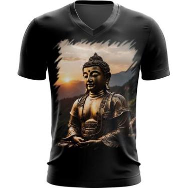Imagem de Camiseta Gola V Estátua de Buda Iluminado Religião 13 - Zahir Store, P