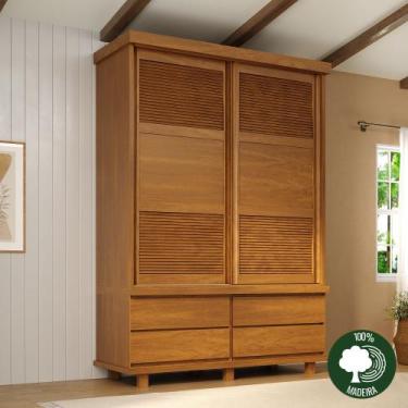 Imagem de Guarda- roupa Veneziana 2 portas de correr madeira maciça - Moveis Nat