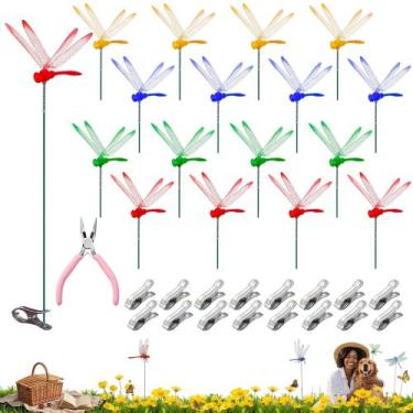 Imagem de Jongdari 16 conjuntos de presilhas de libélula para decoração de jardi