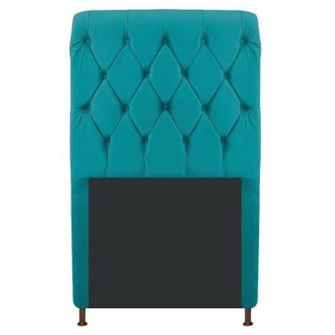 Imagem de Cabeceira Cristal 90 Cm Solteiro Com Capitonê Suede Azul Turquesa