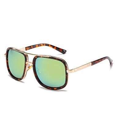Imagem de Fashion Big Frame Sunglasses Men Square Metal Sun Glasses Women Retro Sun Glasses Vintage,7 Leopard,Gold,china
