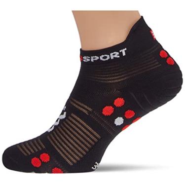 Imagem de Meia de compressão p/corrida cano curto - Low Socks V4.0 - COMPRESSPORT (T4, Preto e vermelho)