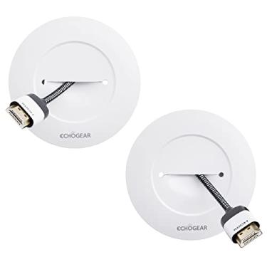Imagem de ECHOGEAR Escondedor de cabo de TV para TV montada na parede – Kit de gerenciamento de cabos branco esconde os fios de TV atrás da parede – Inclui 2 passagens, suportes de bloqueio e acessório de broca