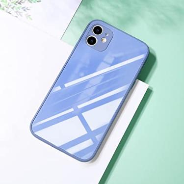 Imagem de Capa quadrada de vidro temperado para iphone 11 12 pro max capa antidetonante skin fram para iphone x xs max xr 7 8 plus capa azul para iphone se 2 2020