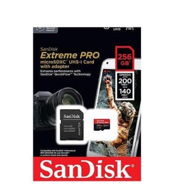 Imagem de Cartao Micro Sd Sandisk Extreme Pro 256Gb 200Mbs Adaptador