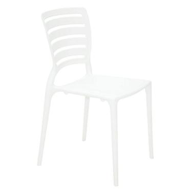Imagem de Cadeira Sfia Branca Sem Braços Encosto Vazado Horizontal Em Polipropileno E Fibra De Vid