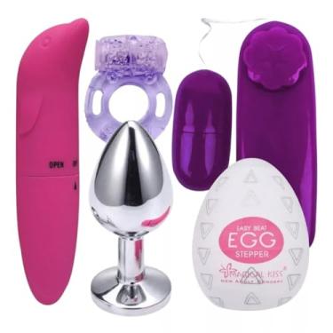 Imagem de Kit Sexshop com 2 Vibradores, Plug Anal, Anel Com Vibro, Egg Masturbador