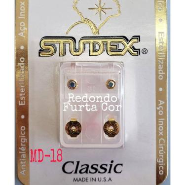 Imagem de Brinco Studex Classic 4Mm Bezel Furtacor Medio Dourado