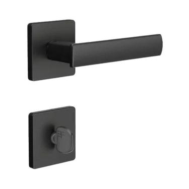 Imagem de Fechadura 3F Roseta Quadrada Banheiro Preta - 740B117
