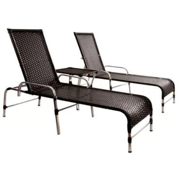 Imagem de Kit Espreguiçadeiras Catar E Mesa Garden Confortável Trama Preto
