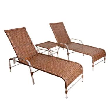 Imagem de Kit 2 Cadeiras Espreguiçadeiras Catar E Mesa Garden Trama Argila