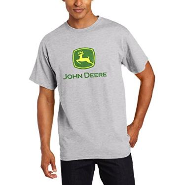Imagem de John Deere Camiseta masculina de manga curta com logotipo da marca registrada, Oxford, 2X