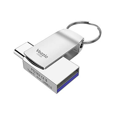 Imagem de VEZZIO Pen drive USB tipo C, 2 em 1, porta dupla, USB3.0, cartão de memória de alta velocidade para celular, computador, Mac Book, unidade USB c (128 GB)