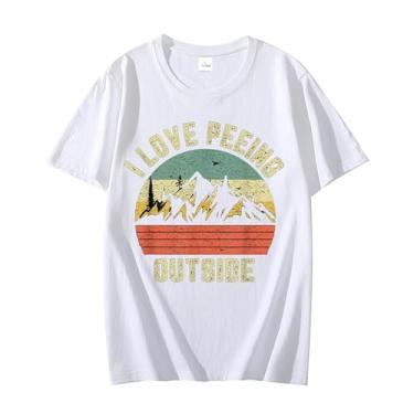 Imagem de Camiseta divertida de acampamento caminhadas ao ar livre I Love Peeing Outside camiseta moderna unissex manga curta gola redonda, Branco, 3G