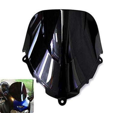 Imagem de Protetor de para-brisa de motocicleta com bolhas duplas e defletor PSLER compatível com Suzuki Katana GSX600F GSX750F 1998-2008 (Preto)