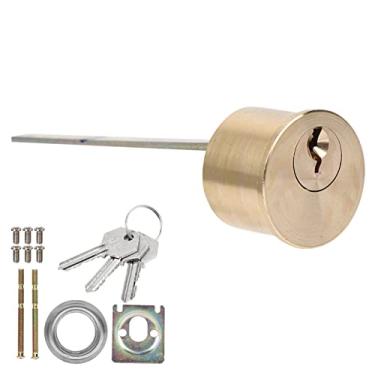 Imagem de MUNEFE Fechadura de cilindro de encaixe, fechadura de segurança de cobre com 3 chaves, cilindro de fechadura mecânica para porta antirroubo para portas de segurança de madeira de ferro