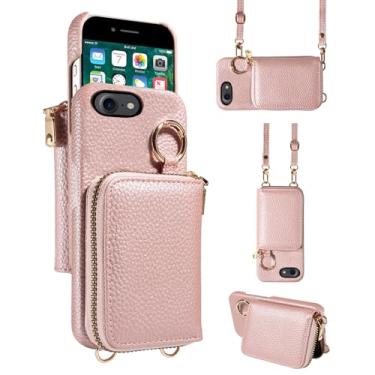 Imagem de Furiet Capa carteira para iPhone 7/8/SE 2020/2022 com alça de ombro, anel de fivela, zíper, bolsa de órgão, capa de telefone para iPhone7 iPhone8 7s 8s i SE2020 SE2022 2/2nd/3/3ª geração SE2 SE3 7SE