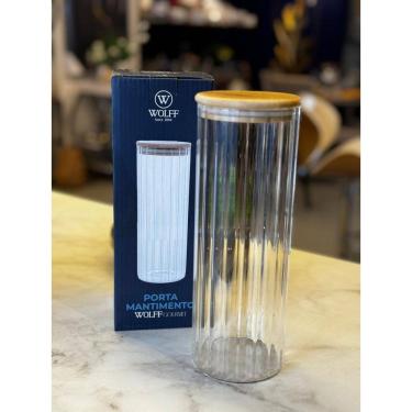 Imagem de Pote De Vidro Com Tampa De Bambu 1,1L