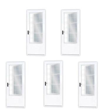 Imagem de Kit com 5 Portas de Aço Postigo 215x85cm com Grade Quadrada Minas Sul Mgm Branco