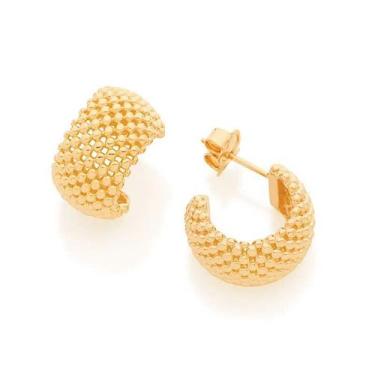 Imagem de Brincos banhado ouro 3x 24k 18k e 22k femininos meia argola rommanel l