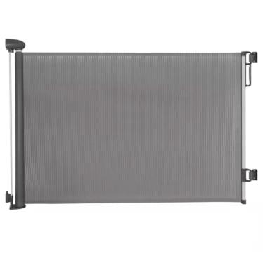 Imagem de Portão Retrátil de Segurança para Bebês Cinza, Tela de PVC, Instalação Fácil