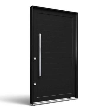 Imagem de Porta Pivotante de Aluminio com Puxador de 1 metro 225x130 Preto Lucas