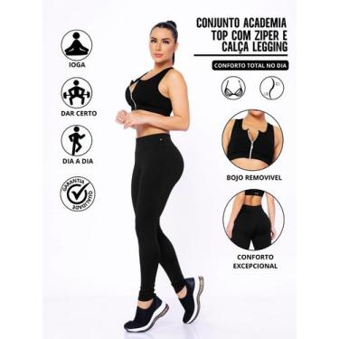 Imagem de Conjunto Academia Top Com Ziper E Bojo E Calça Legging Sinta O Confort