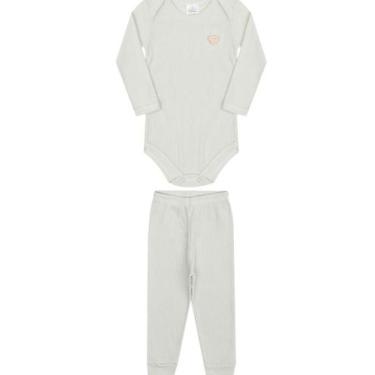 Imagem de Conjunto de Body Canelado Infantil - Orango Kids, G, Bege