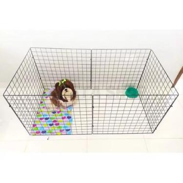 Imagem de Cercadinho Móvel Pet 6 Telas Preto 120x60x60 + Abraçadeira - Telas Ara