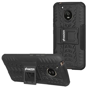Imagem de AMZER Capa protetora fina à prova de choque híbrida guerreira para Motorola Moto G5 - Preta