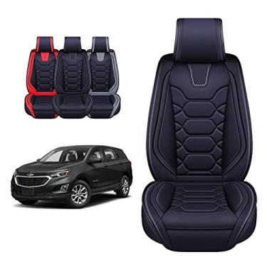 Imagem de OASIS AUTO Capas de assento de couro personalizadas compatíveis com Chevy Equinox 2010-2023 (conjunto completo, preto)