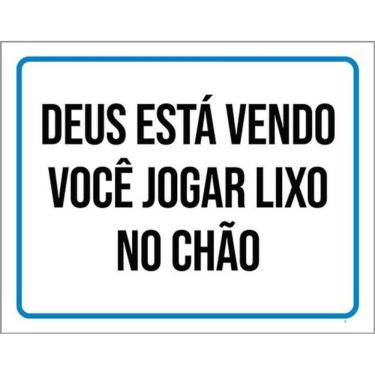 Imagem de Kit 3 Placas Deus Está Vendo Você Jogar Lixo Chão