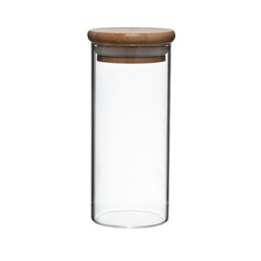 Imagem de Dupla de Porta Mantimentos Vidro Boro Tampa Bambu 170 ml Mimo Style