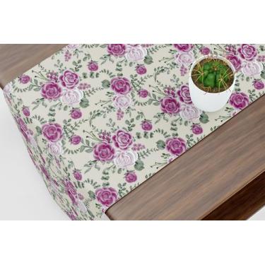 Imagem de Caminho De Mesa Trilho Arranjo Floral Rosa e Verde - Core Decore