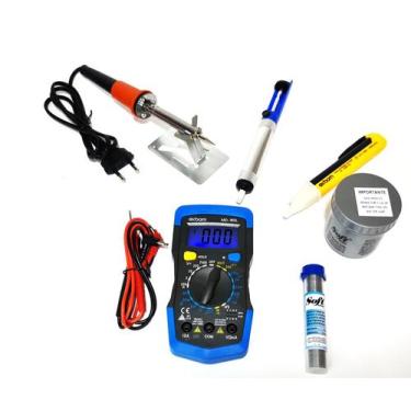 Imagem de Ferro De Solda 60w 220v Multimetro 830L Caneta Estanho Pasta Sugador -