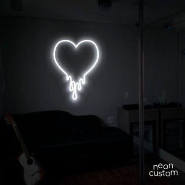 Imagem de luminaria letreiro Neon Led Coração Derretido 100x75 luminoso decoraçã