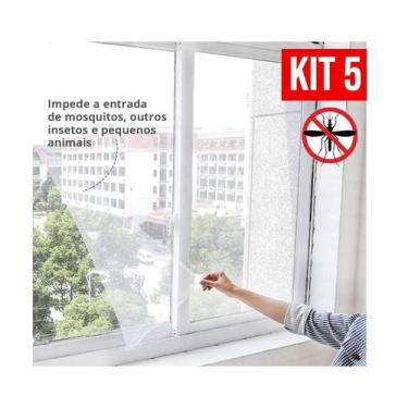 Imagem de Kit 5 Tela Mosquiteira Janela Ajustável Anti Insetos Proteção Pernilon