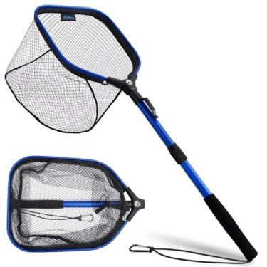 Imagem de MoiShow Rede de pesca flutuante, rede de desembarque de peixes, redes de pesca para peixes, rede de pesca de caiaque com interruptor de travamento de atualização de terceira geração - rede d