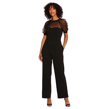 Imagem de Maggy London Macacão feminino plus size ilusão ocasião evento festa convidada de casamento, Perna com tira - preto, 0