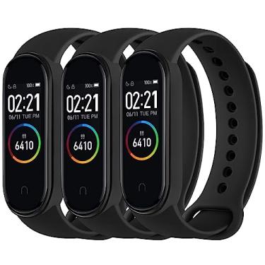 Imagem de Pacote com 3 pulseiras para Xiaomi Mi Band 4 e Mi Band 3, pulseira esportiva de substituição de silicone macio para smartwatch Xiaomi Mi Band 4 e 3 (preto + preto + preto)
