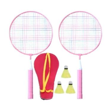 Imagem de Deevoka Conjunto de tênis de badminton infantil Raquetes de tênis Raquete de tênis Raquete de badminton para atividades ao ar livre, Rosa