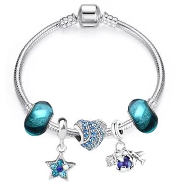 Imagem de Pulseira Prata Folheada com 5 Berloques Viagem ao Espaço - Pulseira Feminina - Presente Feminino - Presente Namorada - Banho de prata de Excelente qualidade!! com 100 milésimos de Banho de prata + Verniz - não descasca e não amarela! (18cm)