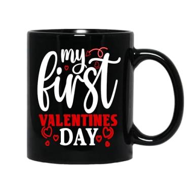 Imagem de SpreadPassion Caneca de café My First Valentines Day, presente para namorado e namorada, ideia de presente de dia dos namorados, presente para marido e esposa, ideia de presente de aniversário do dia