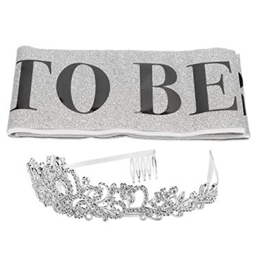 Imagem de Coroa de Faixa de Noiva de Festa de Poliéster para Festas Kit de Coroa de Faixa de Noiva, Noiva para Ser Metal para Festas (Prata)