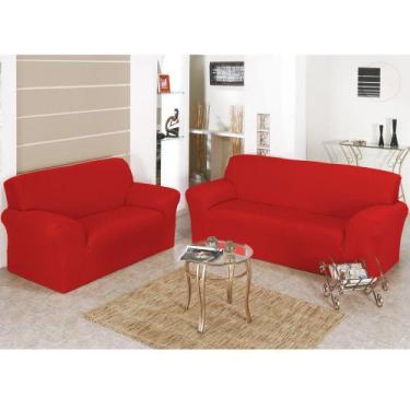 Imagem de Capa Para Sofá Coladinha Vermelho 2 Peças - Bordados Ricardo