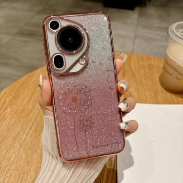 Imagem de Capa de telefone com proteção de lente de borda dura, material luxuoso, processo de galvanoplastia, adequada para huawei p70 p40 pro ultra, rosa, para huawei mate60pro