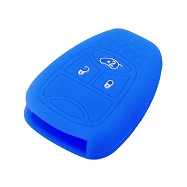 Imagem de SEGADEN Capa protetora de silicone compatível com CHRYSLER DODGE JEEP controle remoto chaveiro CV4751 azul escuro