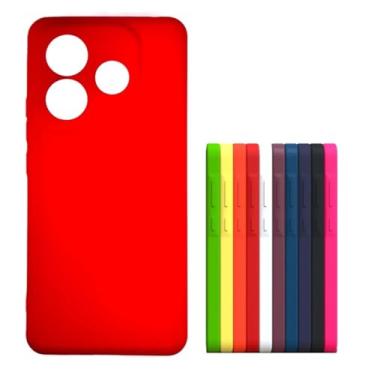 Imagem de Capa Capinha Case Compativel com Xiaomi Redmi Note 14 Silicone Macia Aveludada Forro Interno Com Proteção De Câmera Vermelha