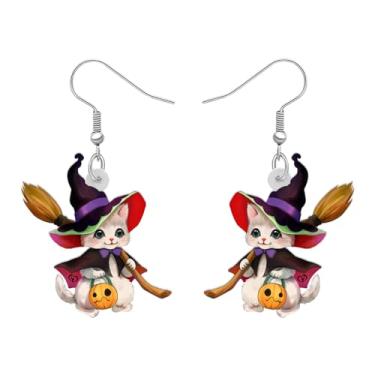 Imagem de DALANE Brincos de Acrílico de Halloween Gato Preto Abóbora Pingente Gota Chapéu de Bruxa Joias Novidade Presentes para Mulheres Meninas Pingentes Lembranças de Festa, Medium, Acrílico, Sem pedra